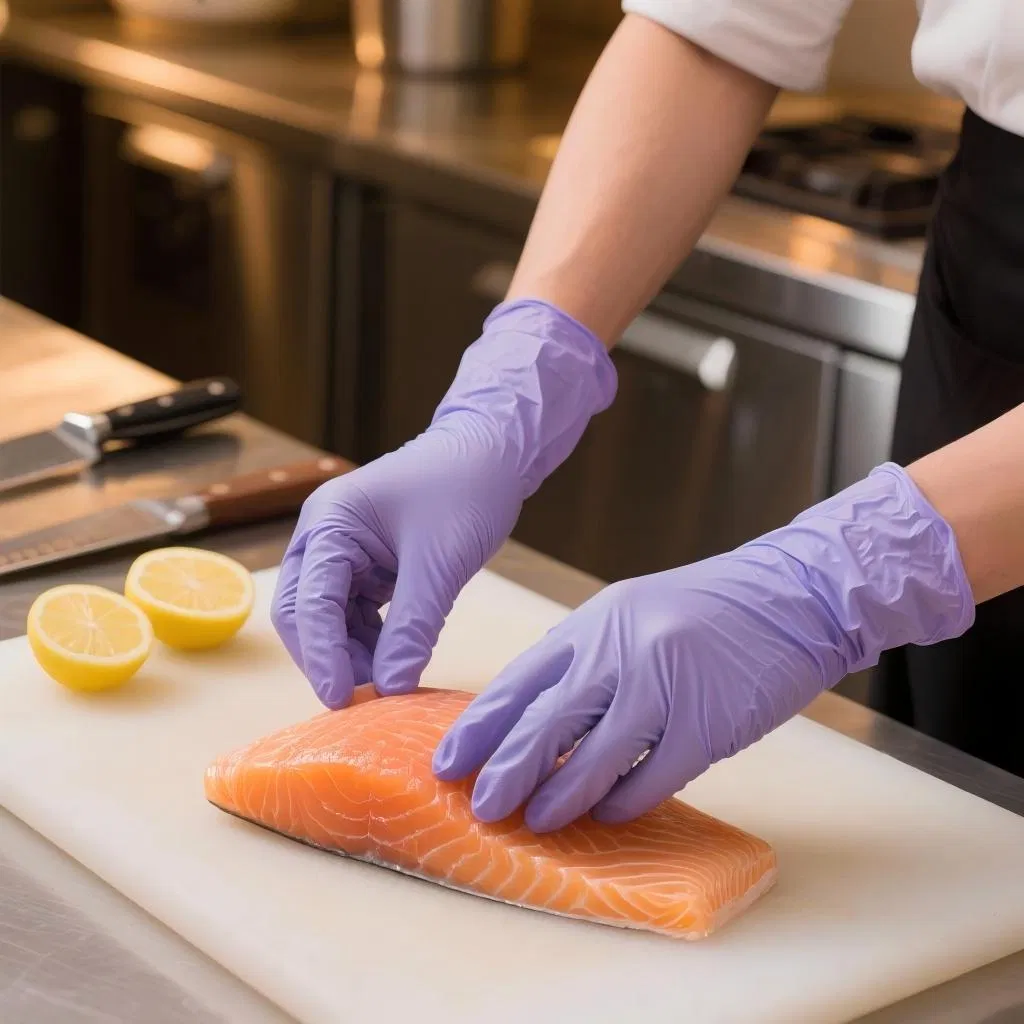 Food Grade Nitrile Gloves, Waterproof and Oil Resistant, Safe for Cooking, Food Service and Catering