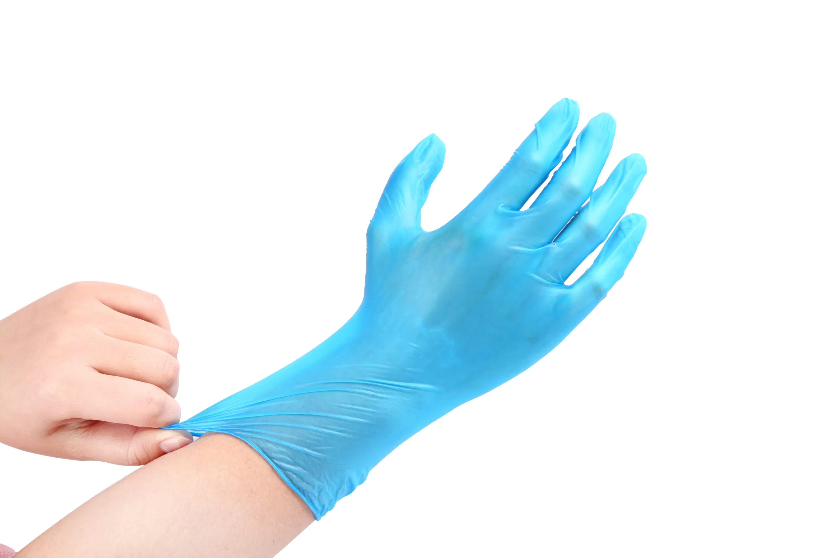 En455 CE Certificated Disposable Medical Examination Blue Vinyl Blend Nitrile Glove Powder Free