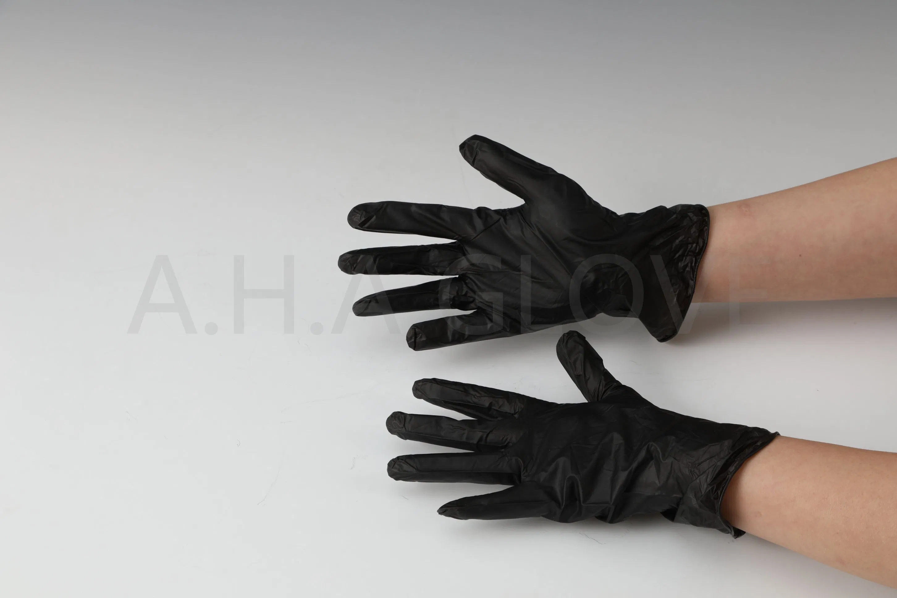 9in 240mm Disposable Powder Free Protective Work Black Vinyl Gloves Disposable Black PVC Gloves
