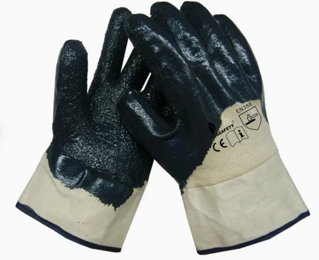 BSCI DDSAFETY OEM superior Blue Nitrile Work Gloves Fully Dipping Heavy Duty Safety Glove Resistant Industrial Labor Gloves Waterproof Ce
