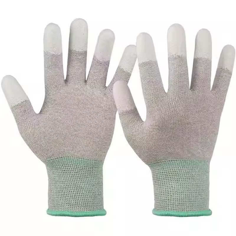 Carbon Fiber Antistatic ESD Safety PU Finger Coated Working Gloves