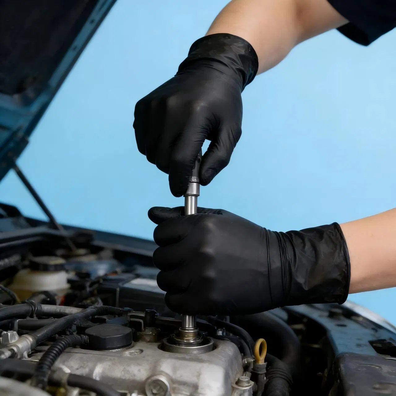 Vitrile/Hybrid/Vinyl Nitrile Blended Black Gloves for Pet Care