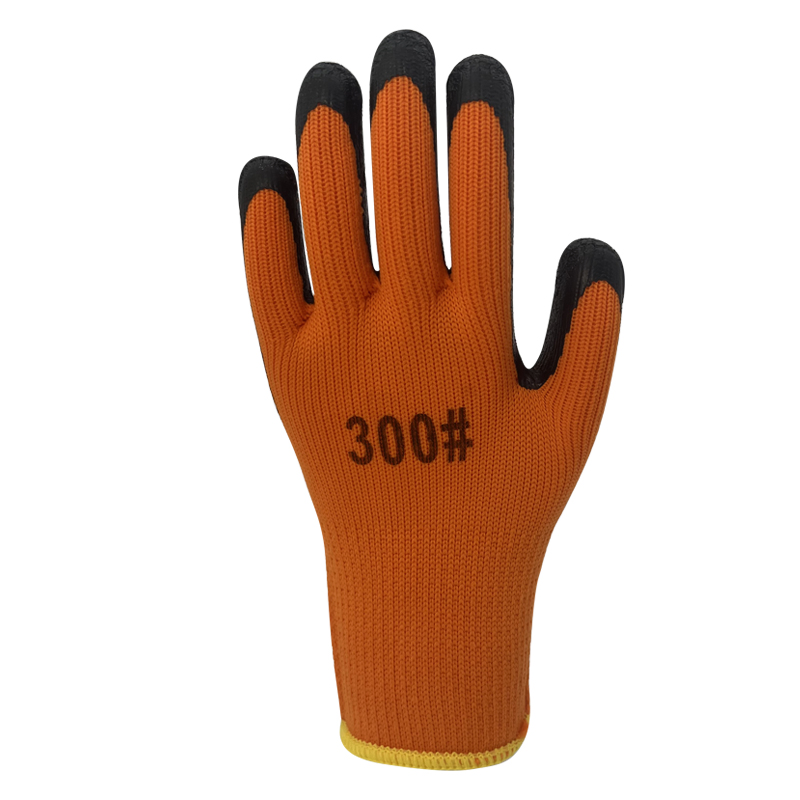 Protective Gloves Winter Warm Wool Circle Vinyl Latex Wrinkle Gloves Printed Logo Plus Velvet Anti-Freeze Wear Gloves