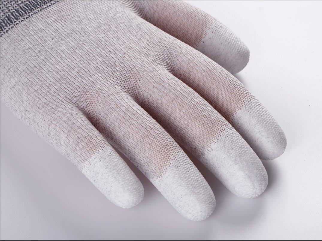 Carbon Fiber Antistatic ESD Safety PU Finger Coated Top Fit Gloves