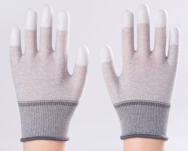 Carbon Fiber Antistatic ESD Safety PU Finger Coated Top Fit Gloves