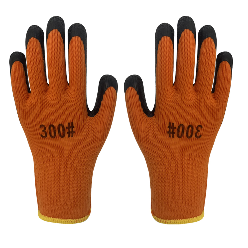 Protective Gloves Winter Warm Wool Circle Vinyl Latex Wrinkle Gloves Printed Logo Plus Velvet Anti-Freeze Wear Gloves