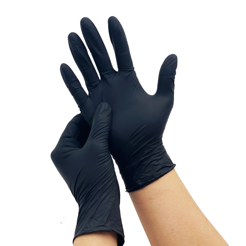 Heavy Duty Black Disposable Nitrile Gloves for Automotive, Tattoo, and Industrial Use