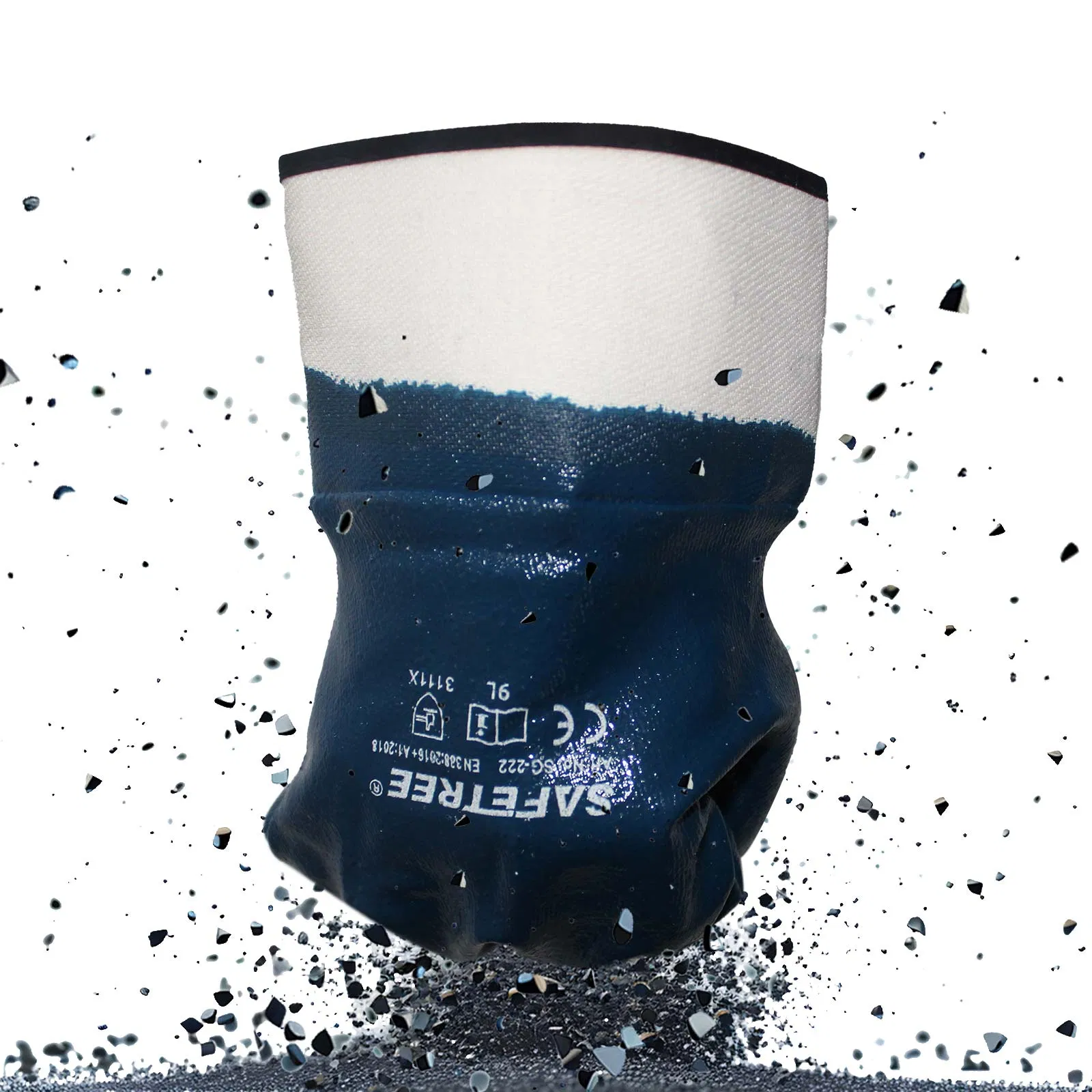 Safetree CE En388 Heavy Duty Industrial Safety Cuff Full Dipped Jersey Lining Nitrile Gloves