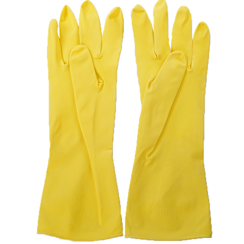 DDSAFETY Direct Factory ODM Multi Purpose Latex Glove Yellow Disposable Durable Household Textured Chemical Resistant spray cotton flock lining