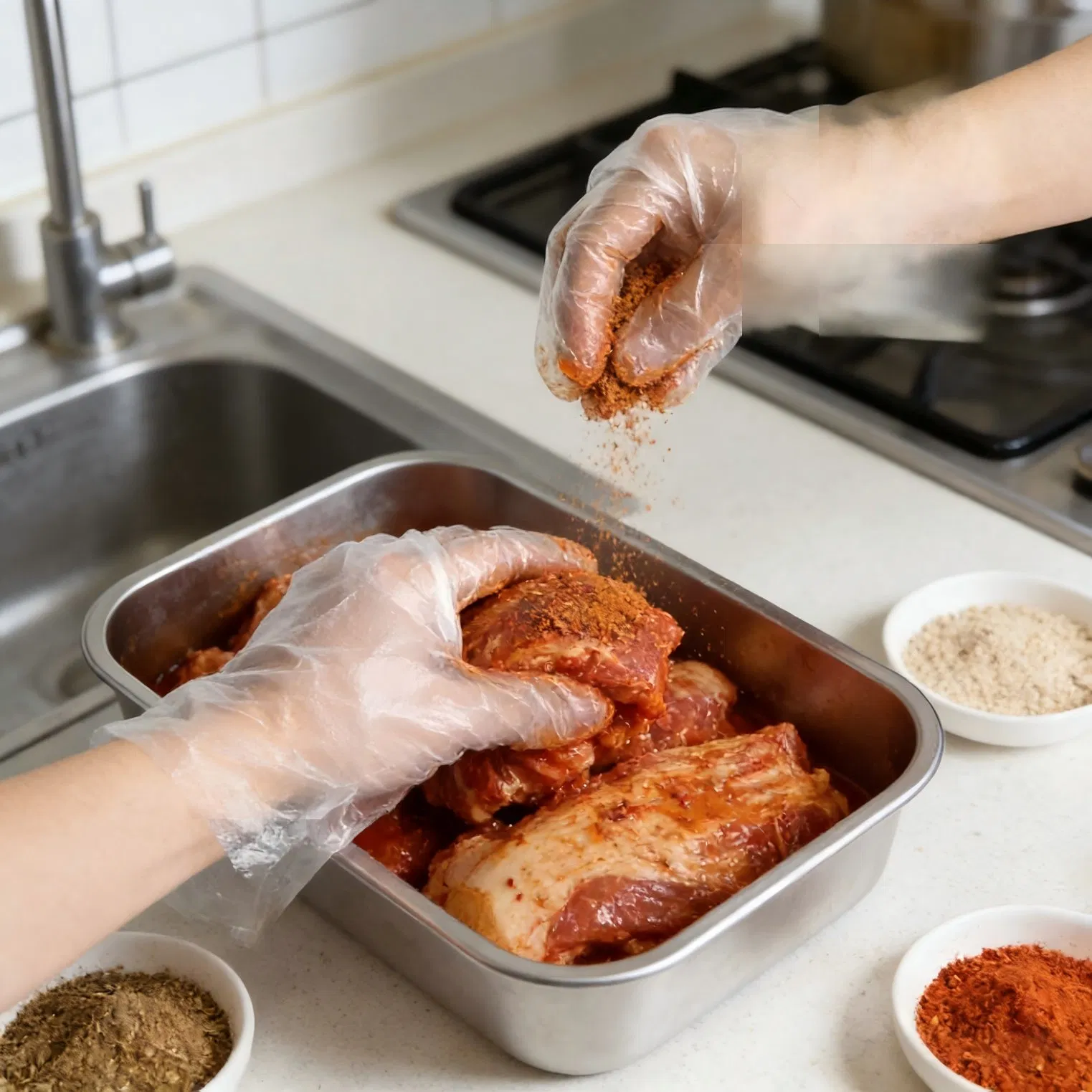 Disposable Food Handling Poly HDPE Gloves Powder Free Food Service Grade