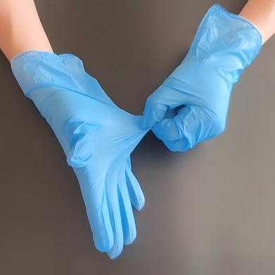 Smooth Blue Vitrile Gloves Blened Vinyl Nitrile Gloves with Good Tensile Resistance for Examination, Laboratory, Food, Household