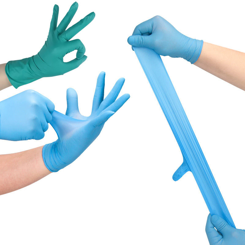 Industrial Blue Nitrile Gloves Disposable Powder Free Chemical Resistant