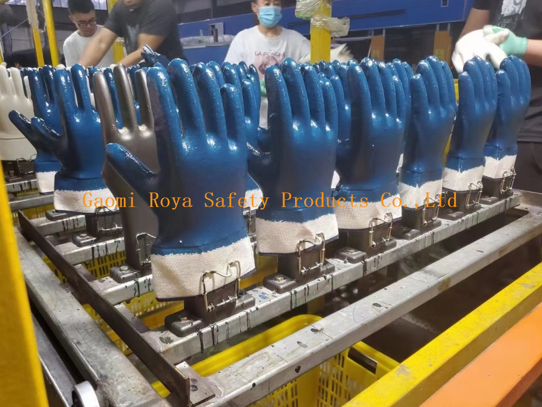 Cotton Jersey Safety Cuff Gloves Nitrile Fully Coated Industrial Oil Proof Gloves/Oil Exploitation Industrial Gloves /Heavy Duty Work Gloves Men