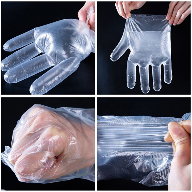 Food Grade Clear Transparent PE Plastic Mitten LDPE Poly Polyethylene Disposable Hand Gloves for Food Service