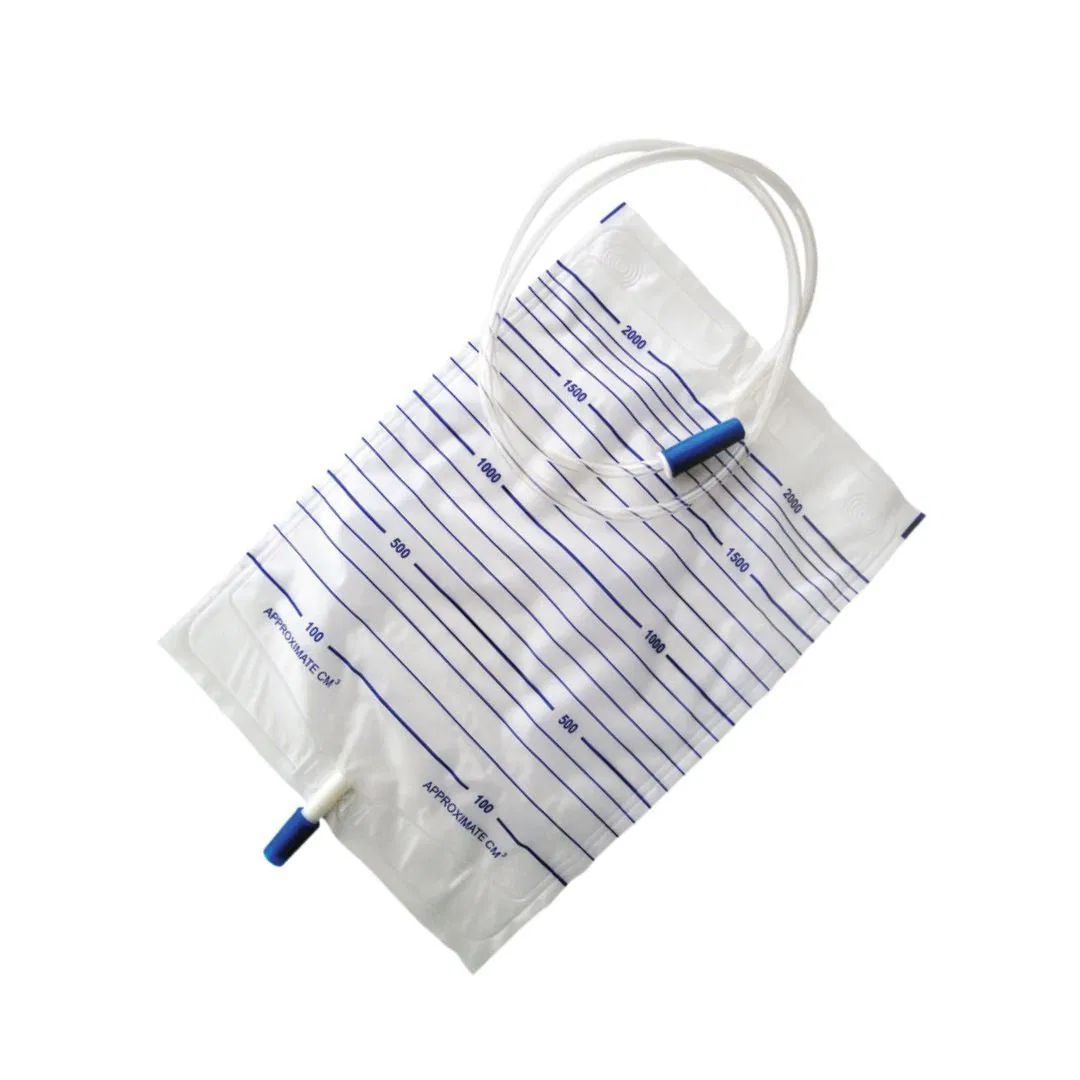 Sterilized Urine Drainage Collection PEE Bag with Screw Outlet Valve 2000ml Single Use