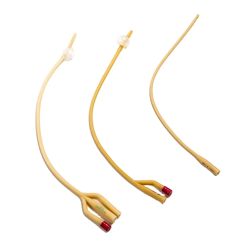 Single-Use Medical 3-Way Double Balloon Silicone Coated Latex Foley Drainage Catheter