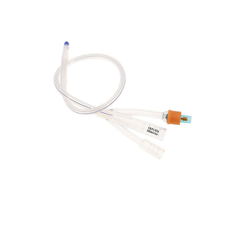 Adult High Quality Disposable 100% Full Silicone Size Medical Grade 3 Way Foley Catheter for Urine Drainage with CE, ISO Certificates