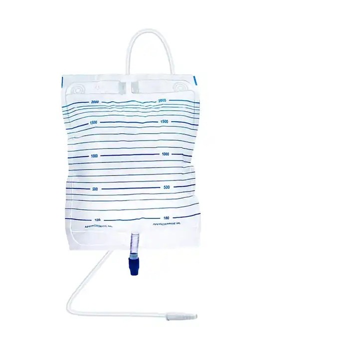 Sterilized Urine Drainage Collection PEE Bag with Screw Outlet Valve 2000ml Single Use
