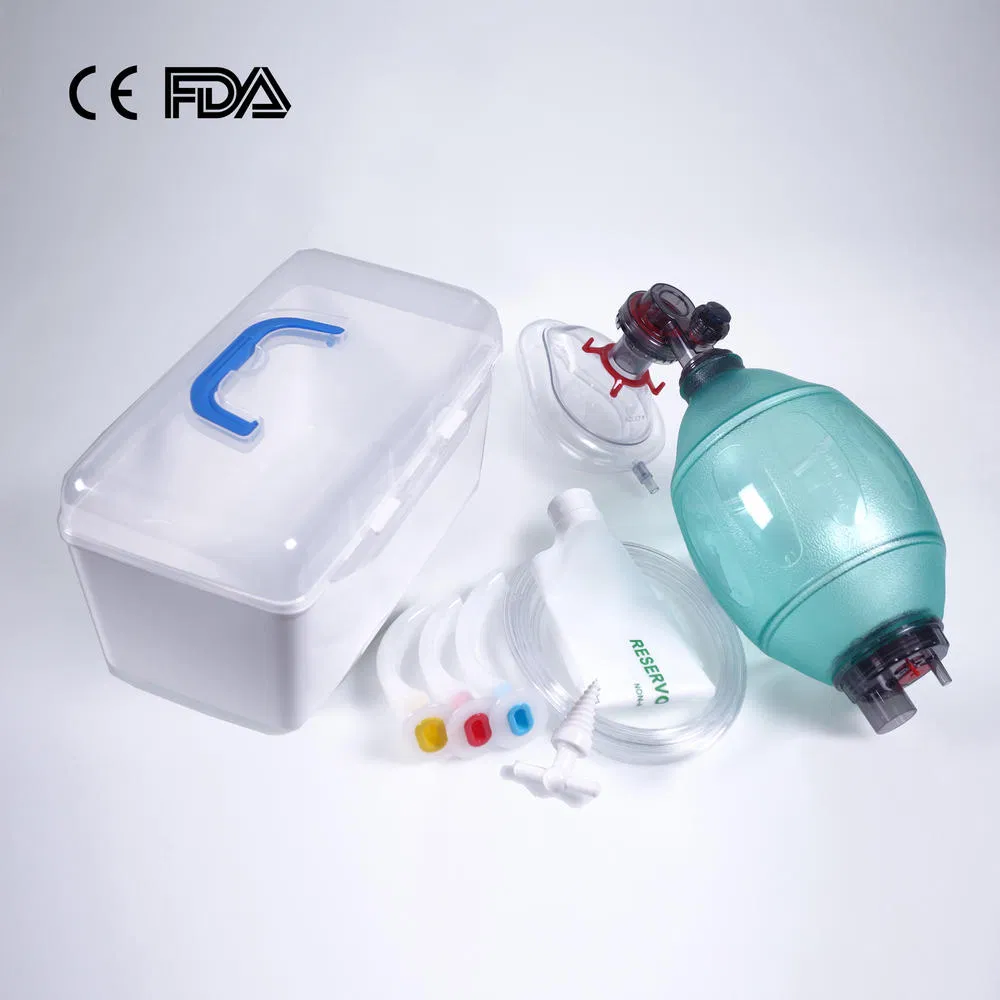 PVC Ambu Bag with Oxygen Tube PVC Manual Resuscitator Kit Set Factory with CE, FDA for Adult Size
