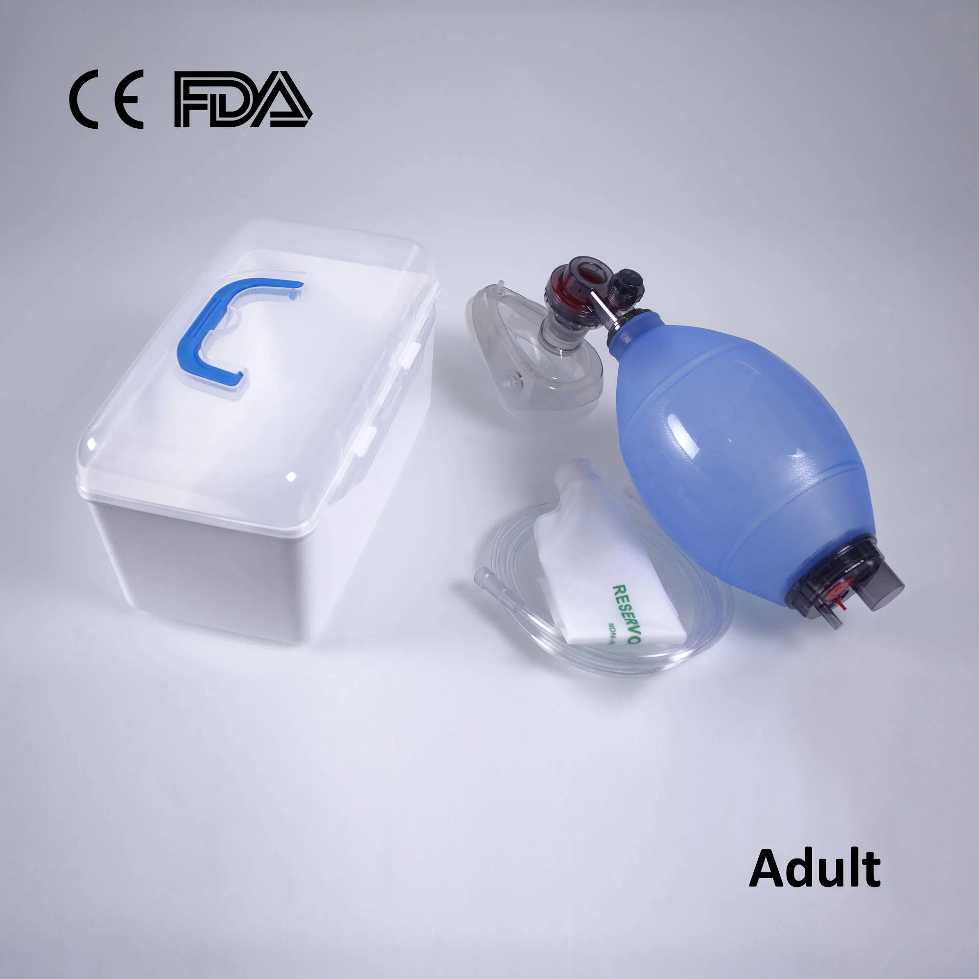 Silicone Ambu Bag with Oxygen Tube Silicone Manual Resuscitator Kit Set Factory with CE, FDA for Adult Size Blue