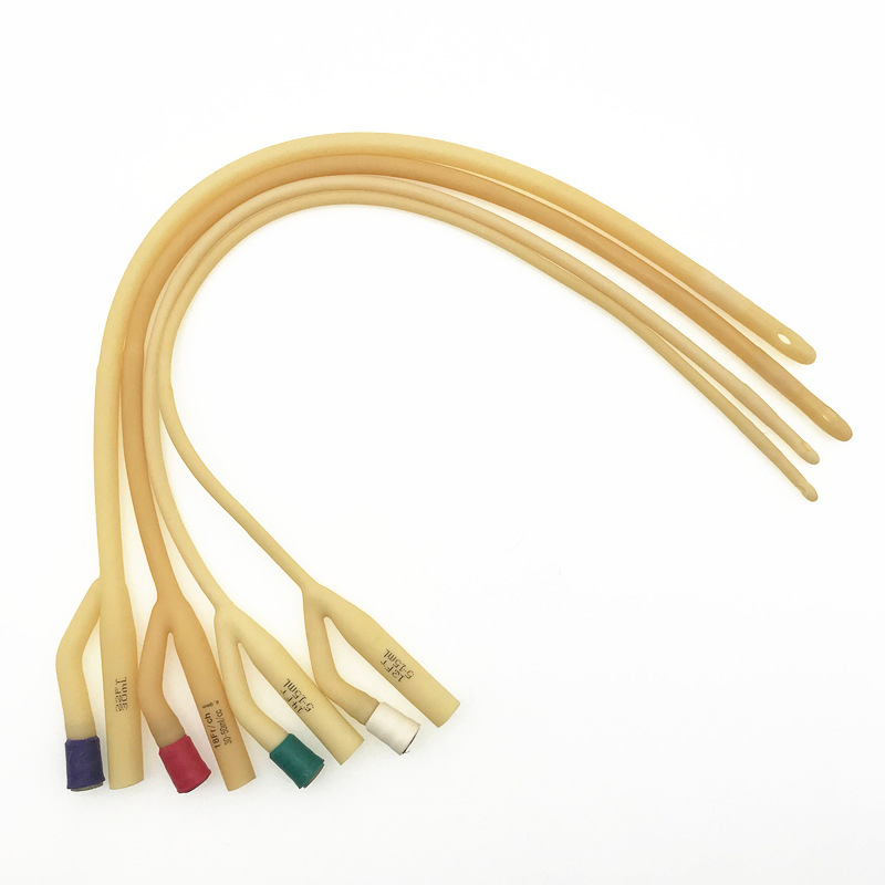Single-Use Medical 3-Way Double Balloon Silicone Coated Latex Foley Drainage Catheter