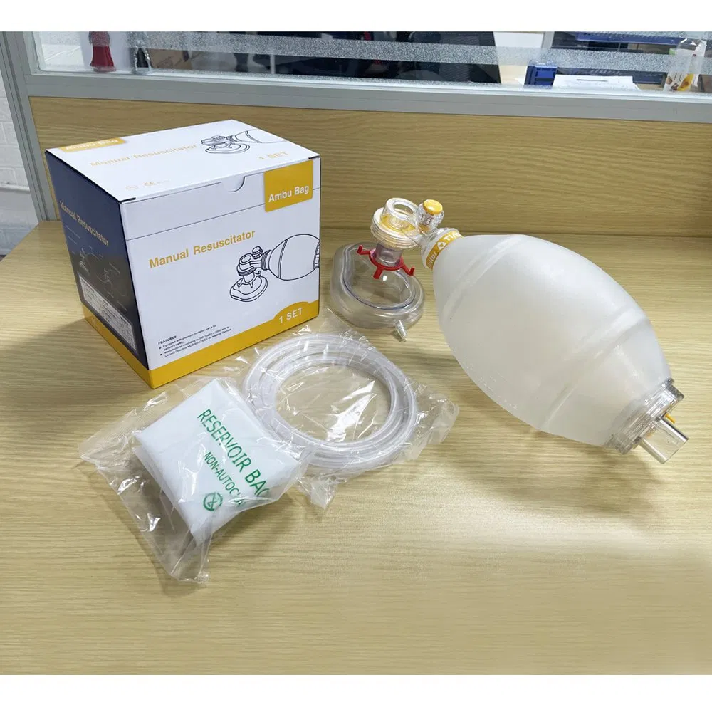 SEBS Ambu Bag with Oxygen Mask SEBS Manual Resuscitator Kit Set Ambu Bag Factory with CE FDA for Adult Pediatric Size