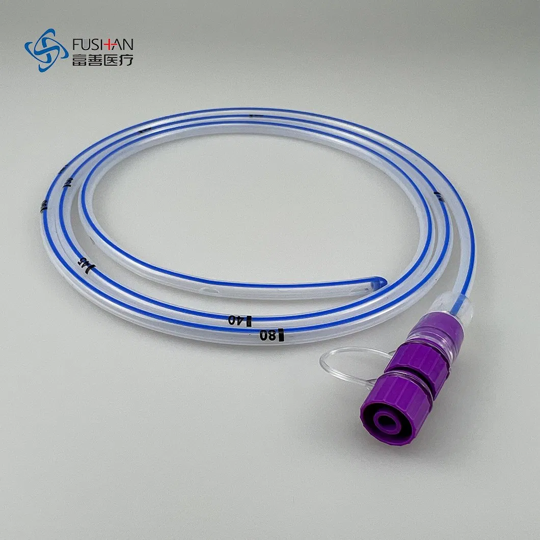 Disposable Sterile Medical Supplies Silicone Gastro-Duodenal Stomach Ng Feeding Tube with ISO New Standard Luer Lock Connector 6/8/10/12/14/16/18fr