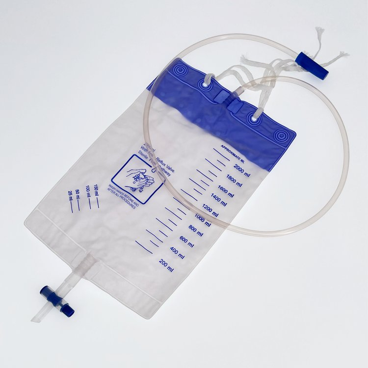 Medical Disposable Plastic Sterile Economic 2000ml PVC Cross Valve Pull-Push Valve Leg Bag Luxury Urine Bag Drainage Urine Collection Bag Urine Bag