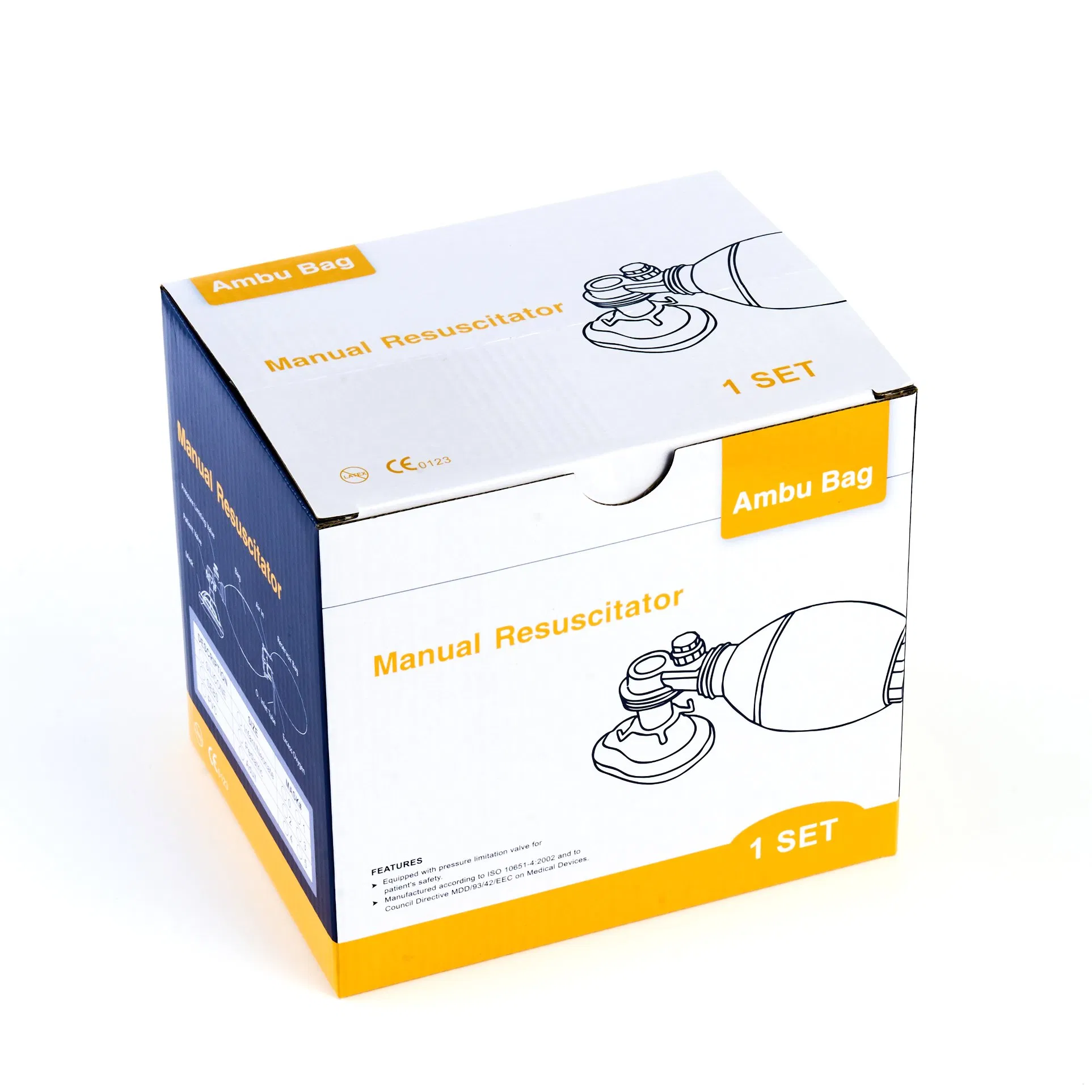 Manual Resuscitator Ambu Bag Set for Emergency Rescue Rusable Silicone Material