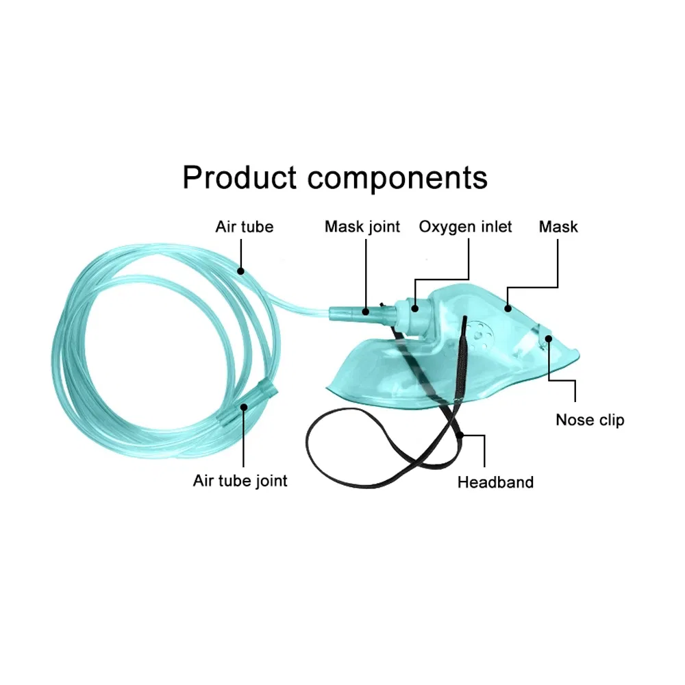 Medical PVC Oxygen Mask Adult and Child Sizes Suitable for Portable Home Oxygen Therapy