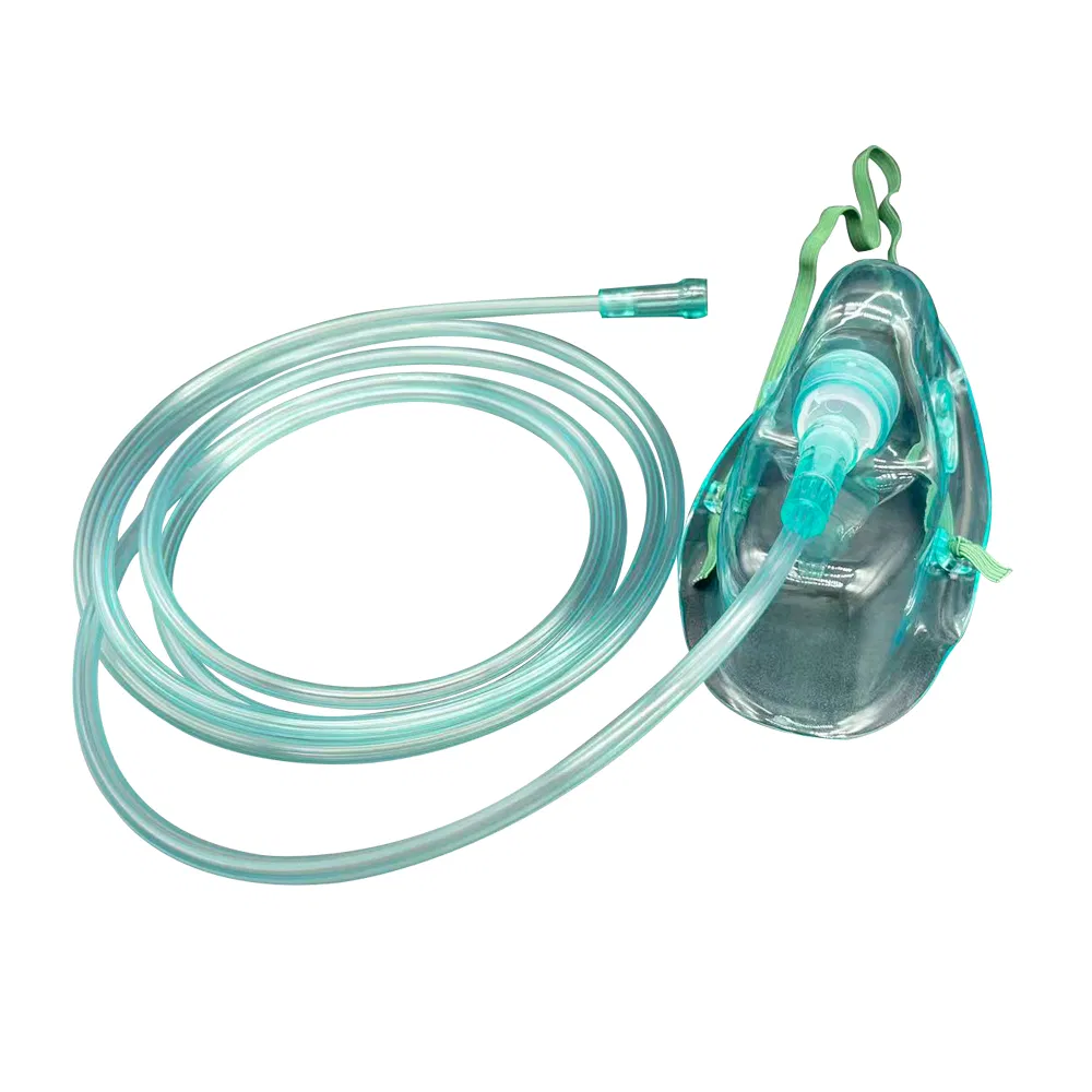 Transparent Medical Oxygen Face Mask Single Use with Oxygen Tubing Connector for Respiratory Therapy