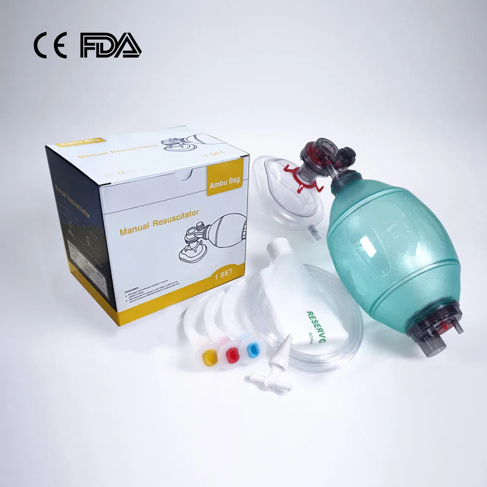 PVC Ambu Bag with Oxygen Tube PVC Manual Resuscitator Kit Set Factory with CE, FDA for Adult Size