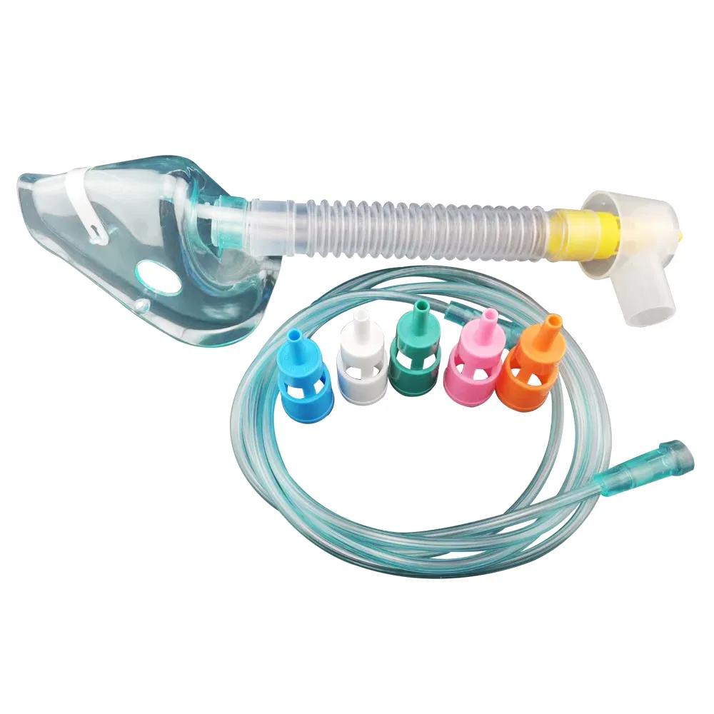 Transparent Medical Oxygen Face Mask Single Use with Oxygen Tubing Connector for Respiratory Therapy