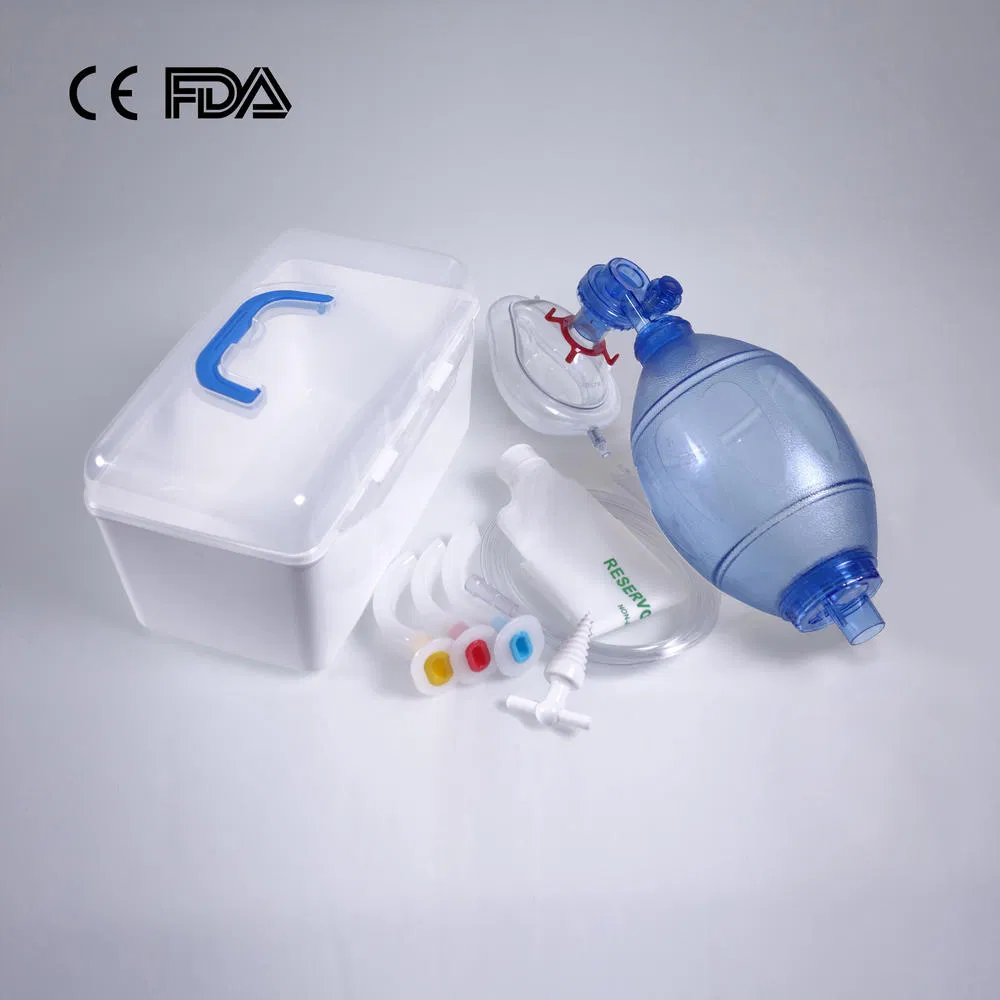 PVC Ambu Bag with Oxygen Tube PVC Manual Resuscitator Kit Set Factory with CE, FDA for Adult Size