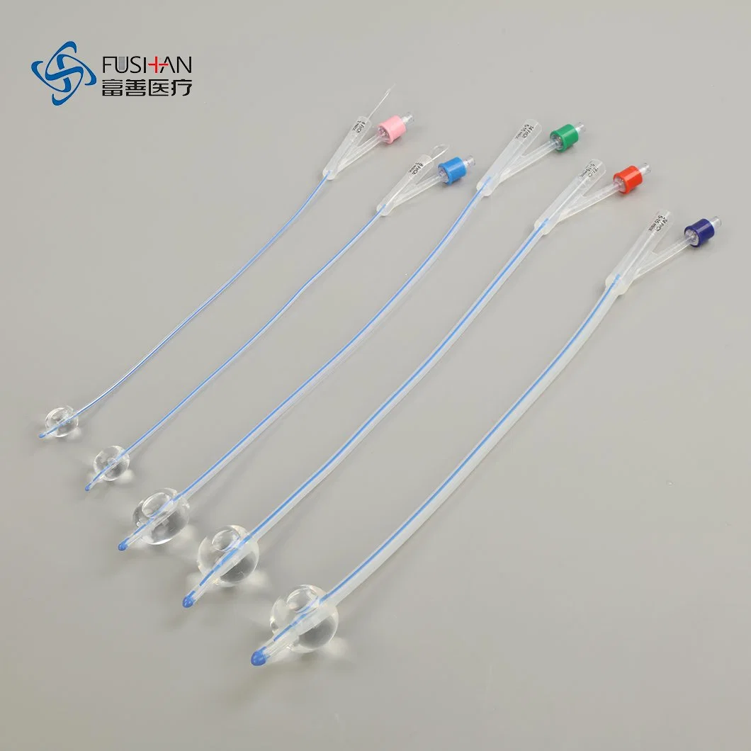 Adult Size Medical Grade Silicone 3 Way Foley Catheter for Urine Drainage with CE, ISO and FDA Certificates