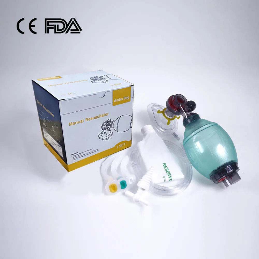 PVC Ambu Bag Manual Resuscitator Kit with Reservoir Bag and Oxygen Mask for Emergency Rescue for Pediatric Children Kids Size