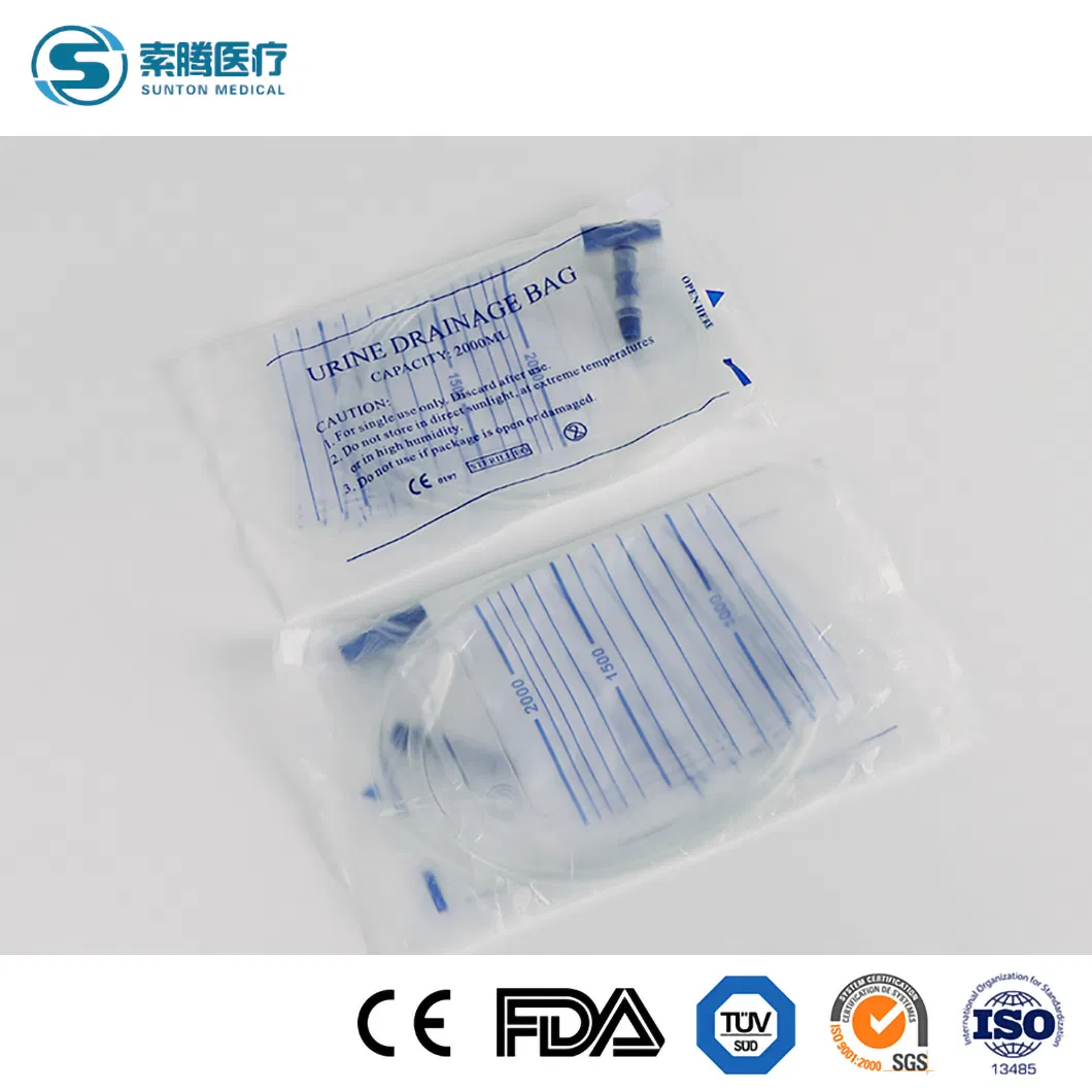 Manufacturing High Standard Ostomy Medical Drainage Bag 2000ml Adult Portable Urine Collection Bag with Catheter