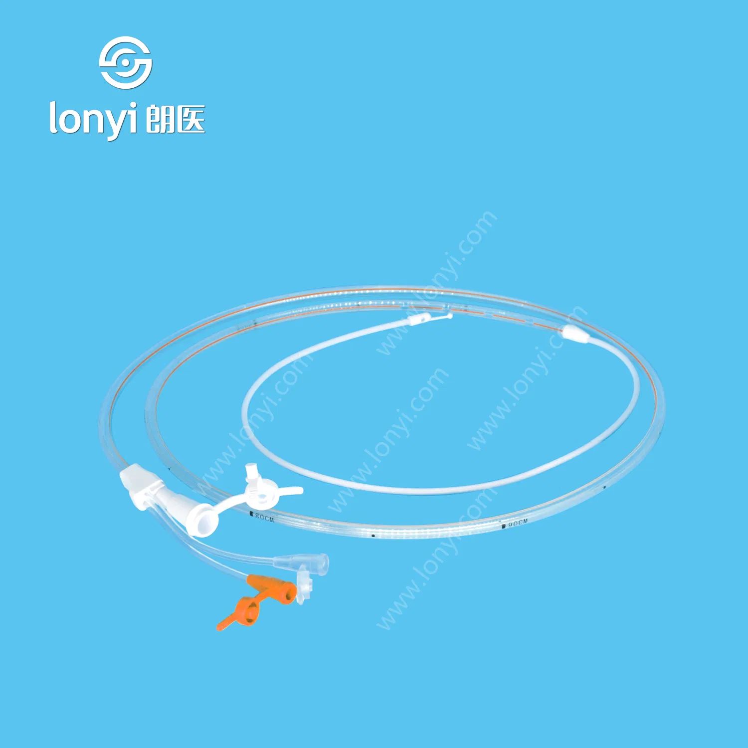Triple Lumen Nasogastric Tube with Stainless Steel Guide Wire