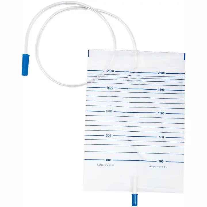 Sterilized Urine Drainage Collection PEE Bag with Screw Outlet Valve 2000ml Single Use
