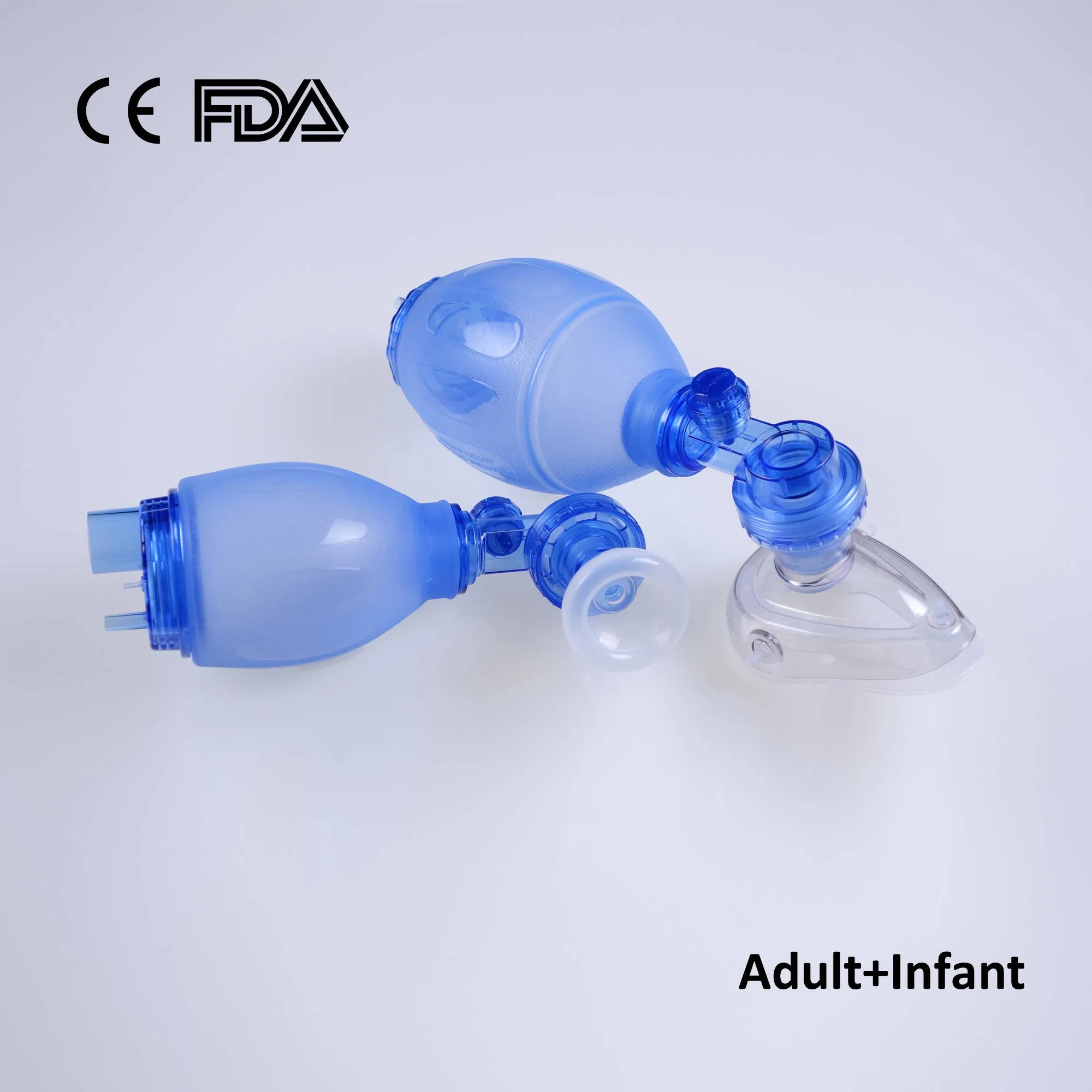 Silicone Ambu Bag with Oxygen Tube Silicone Manual Resuscitator Kit Set Factory with CE, FDA for Adult Size Blue
