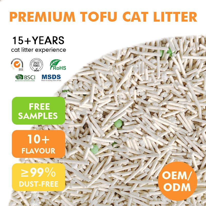 MOQ 5t Arena de Gato de Tofu de Grado A Biodegradable y Desodorante