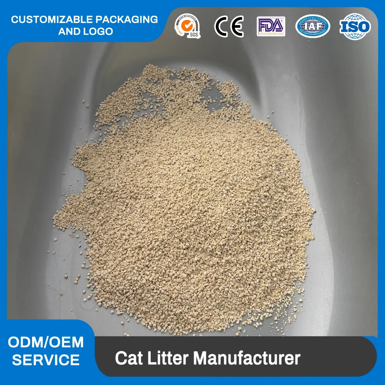 Arena para gatos biodegradable de piña y yuca directa de fábrica, ecológica y sostenible, hecha de almidón de bambú