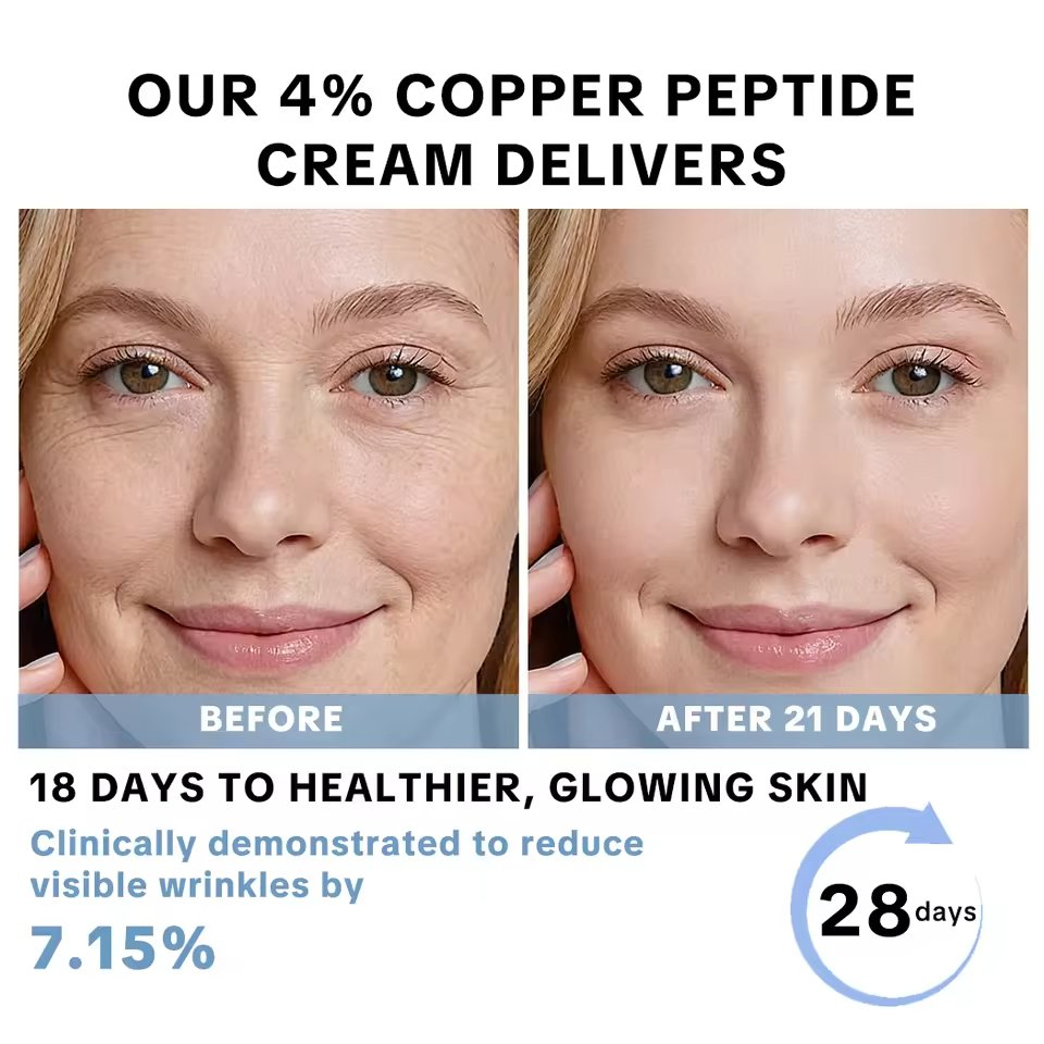 Crema facial de péptido de cobre Ghk-Cu, cuidado de la piel herbal natural, humectante