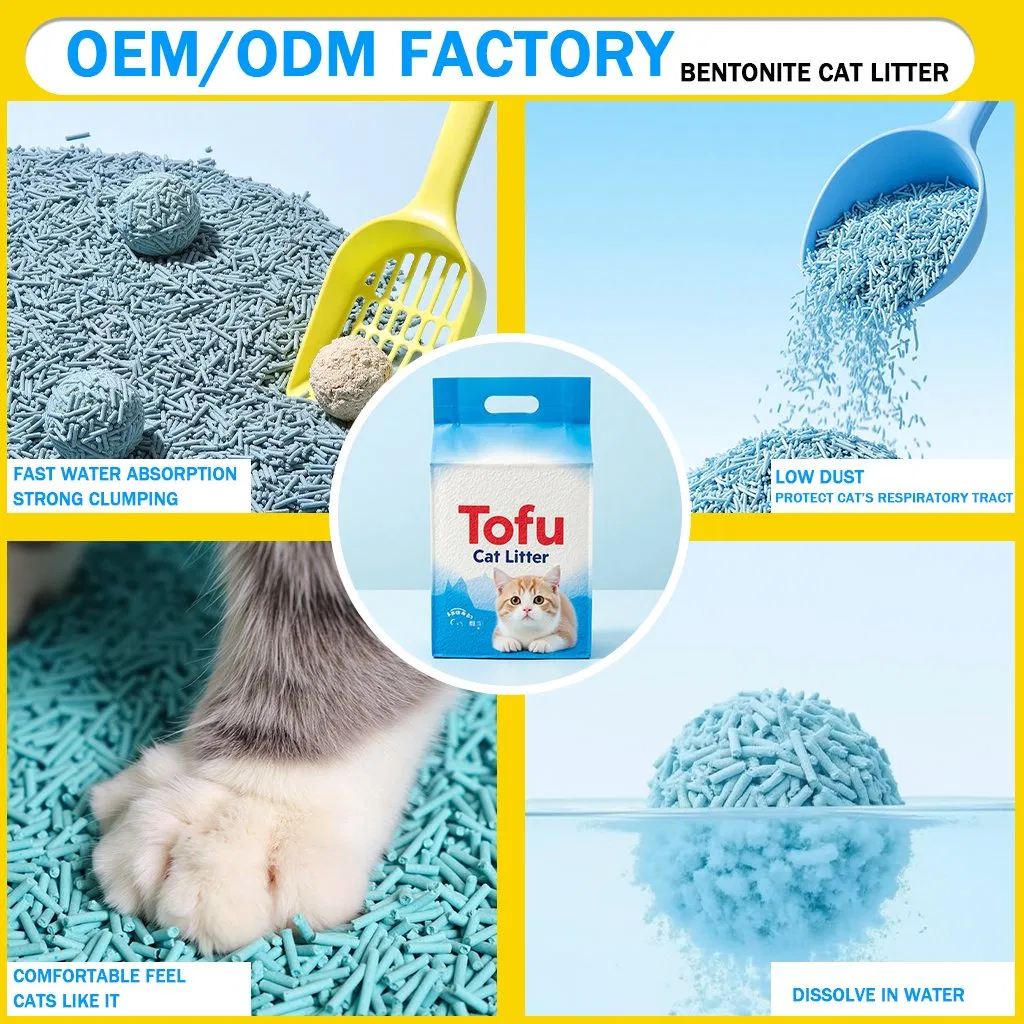 Muestra gratuita de suministros para mascotas al por mayor, fábrica de origen, nuevo embalaje, eco arena para gatos de tofu