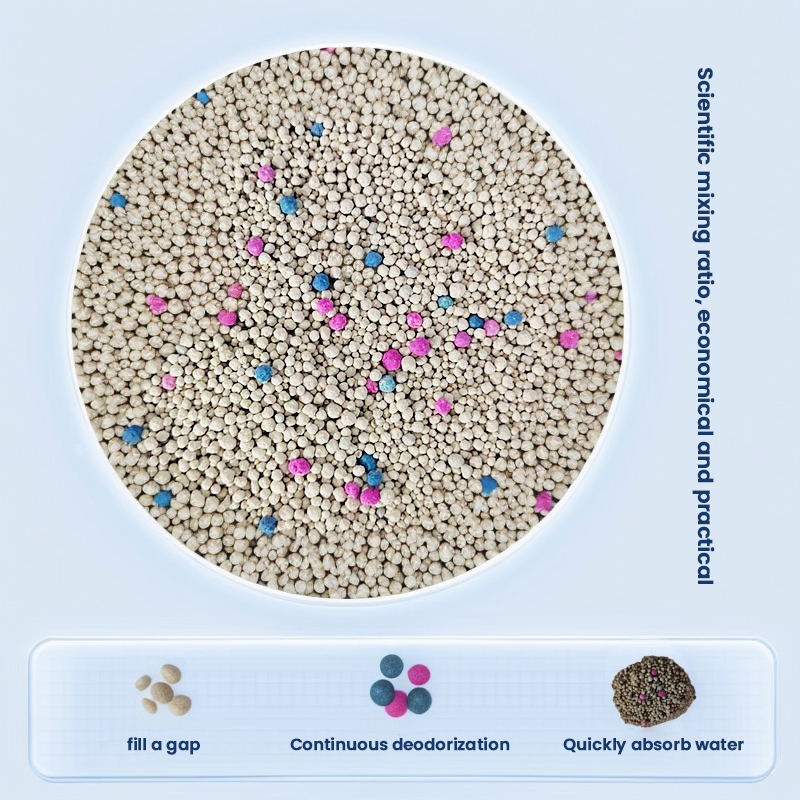 Desodorante Grumos Súper Coagulados Esféricos Fábrica Bajo Rastro Natural Planta Libre de Polvo Fresco Rápido Aglomerante OEM Bentonita Arena para Gatos