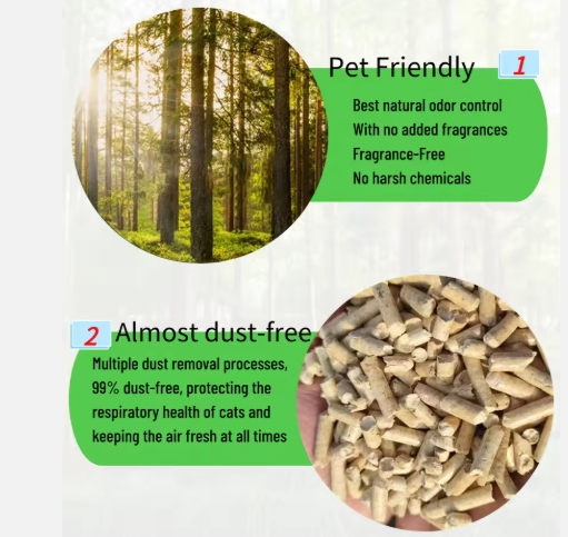 Pellets de madera de pino natural para gatos, ecológicos, con alta capacidad de absorción de agua y absorción de olores