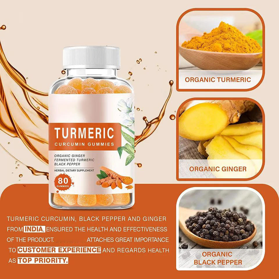 Gomitas de Cúrcuma y Jengibre Apoyan la Salud Articular e Inmunológica Suplemento