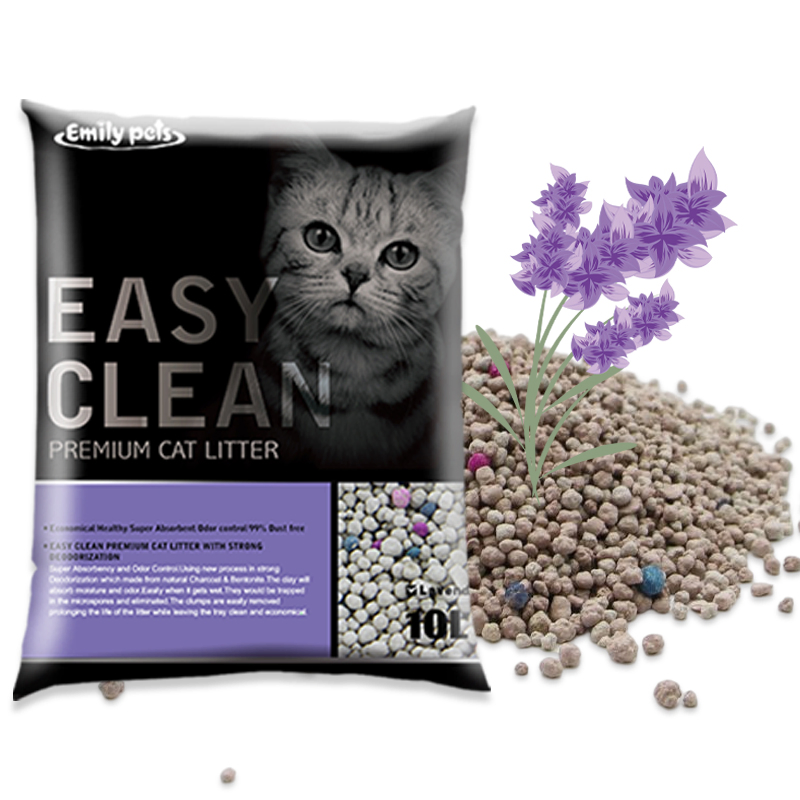 Arena para gatos de carbón activado de bentonita de fácil limpieza, arcilla de bentonita para arena de gatos