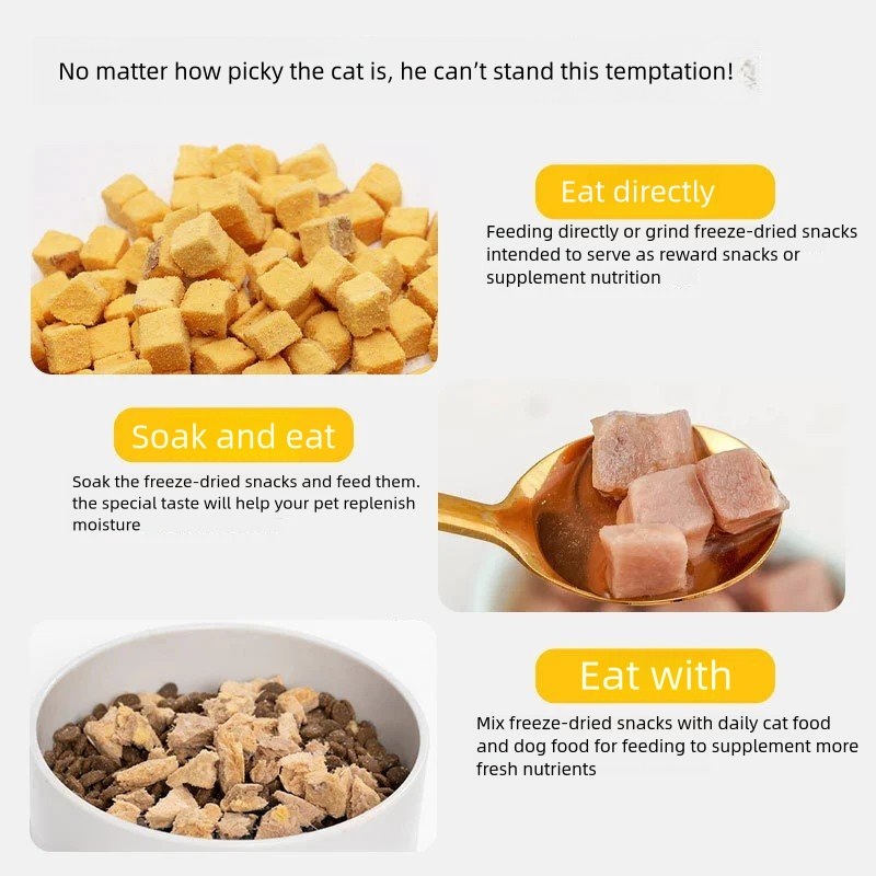 Bocadillos de gato liofilizados de yema de huevo nutrición para engordar mejillas comida seca para gatos adultos y gatitos comida para gatos comida para perros compañero cuidado del pelo