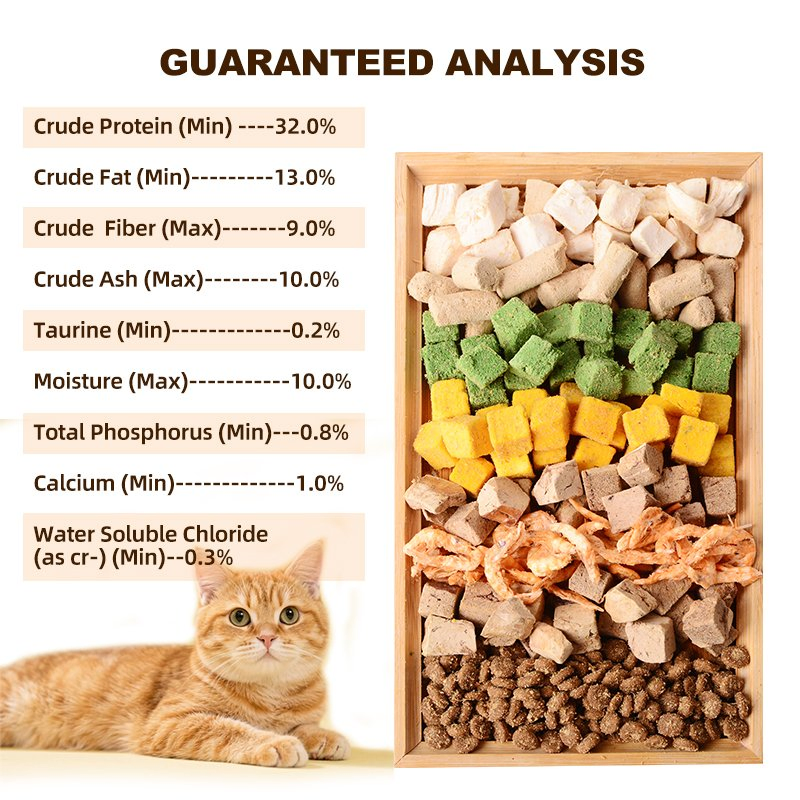 Alimento para gatos seco orgánico crudo liofilizado de alta calidad 2kg completo para la salud y el bienestar